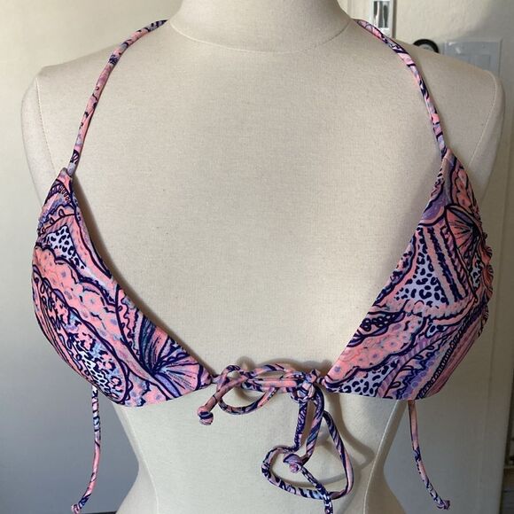Victoria'sโ Secret Vibrant Padded Bikini Top Medium Multicolor Halter - Picture 2 of 6